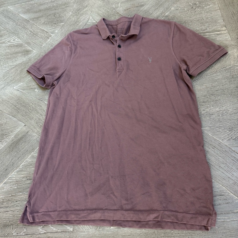 AllSaints Reform Slim Fit Cotton Polo - Mauve